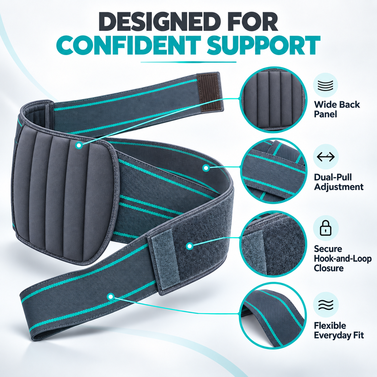 Contour LS(Lumbar Support) Belt – Universal Free Size Adjustable Lumbar Support for Men & Women
