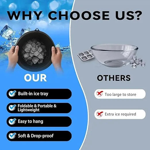 Foldable Ice Facial Bowl with Built-In Ice Tray
