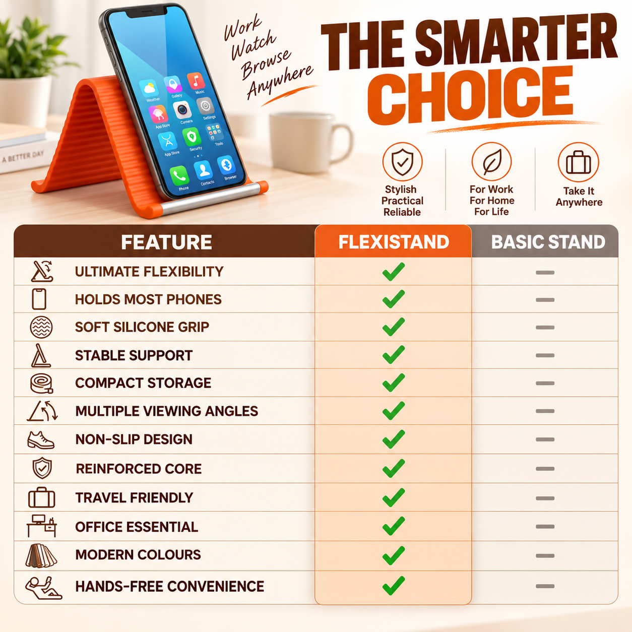 FlexiStand Flexible Phone Stand – Multi-Angle, Foldable & Portable