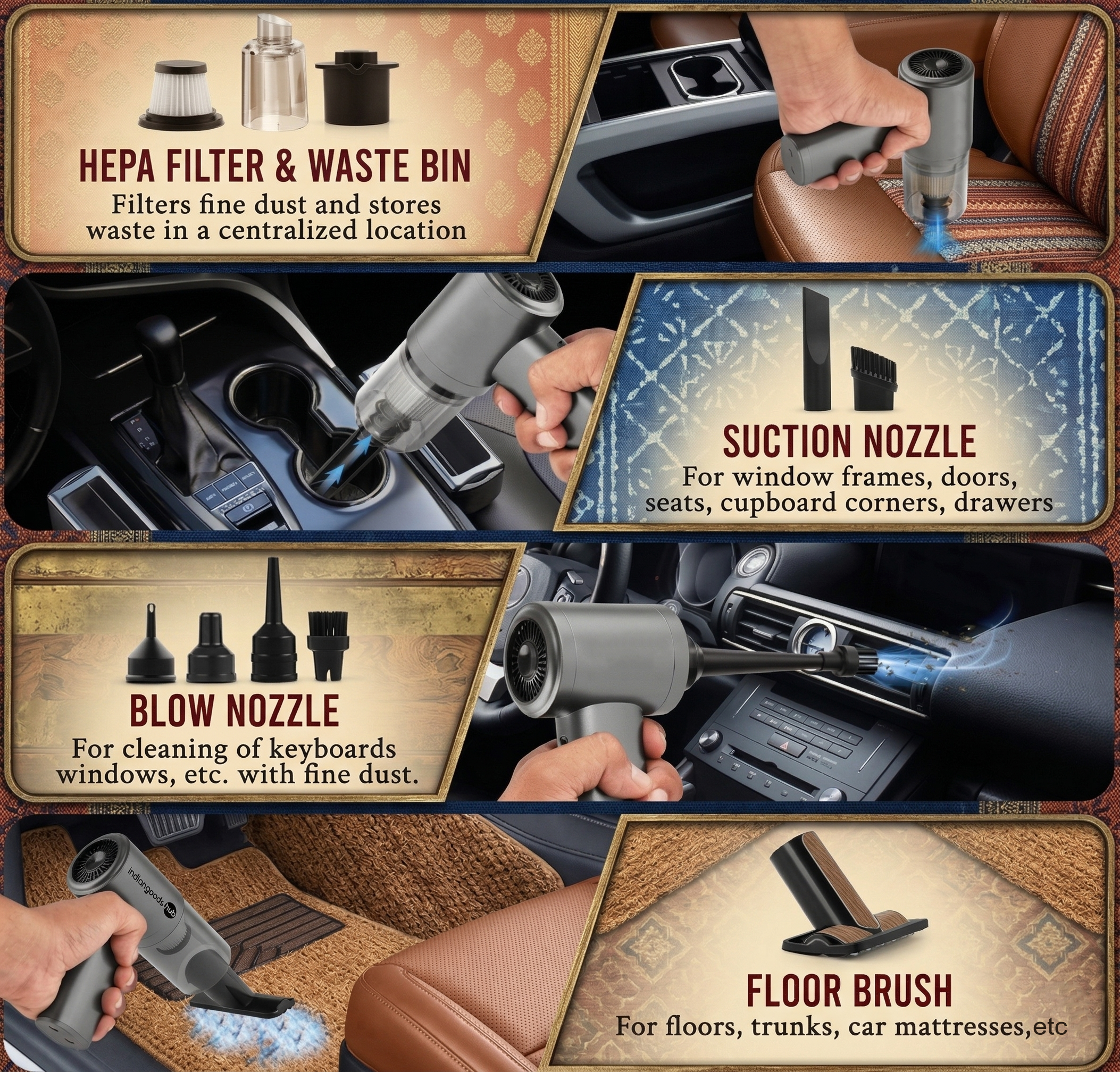 Powerful compact, wireless, and portable handheld vacuum cleaner | Can be used in Home & Car