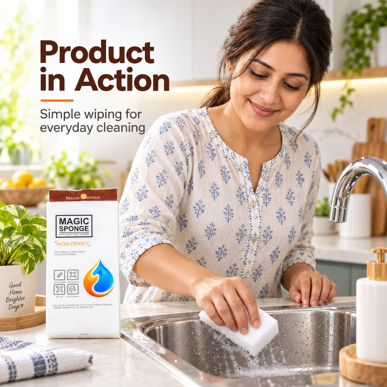 Chemical-Free Magic Eraser Sponge | Just Add Water for Tough Stains