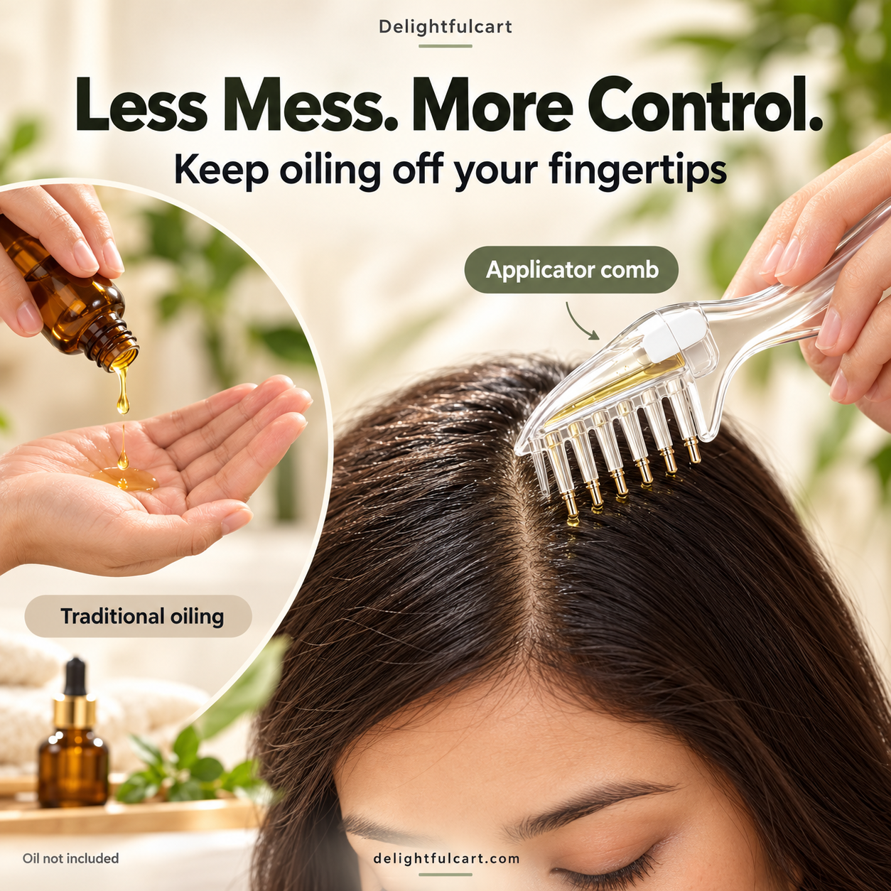 Deep Root Hair Oil Applicator | Mess Free Clean Hands, Zero Waste Comb