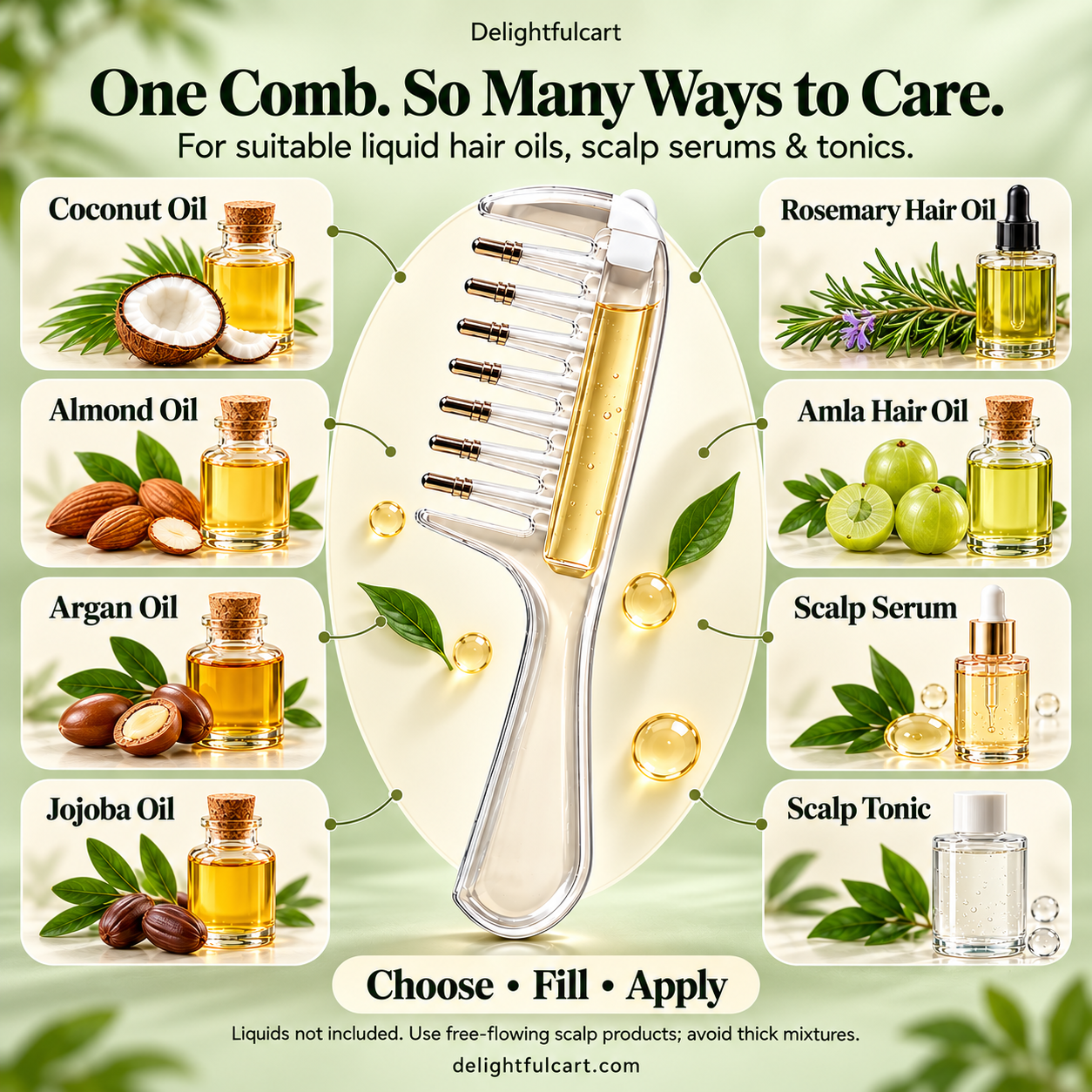 Deep Root Hair Oil Applicator | Mess Free Clean Hands, Zero Waste Comb