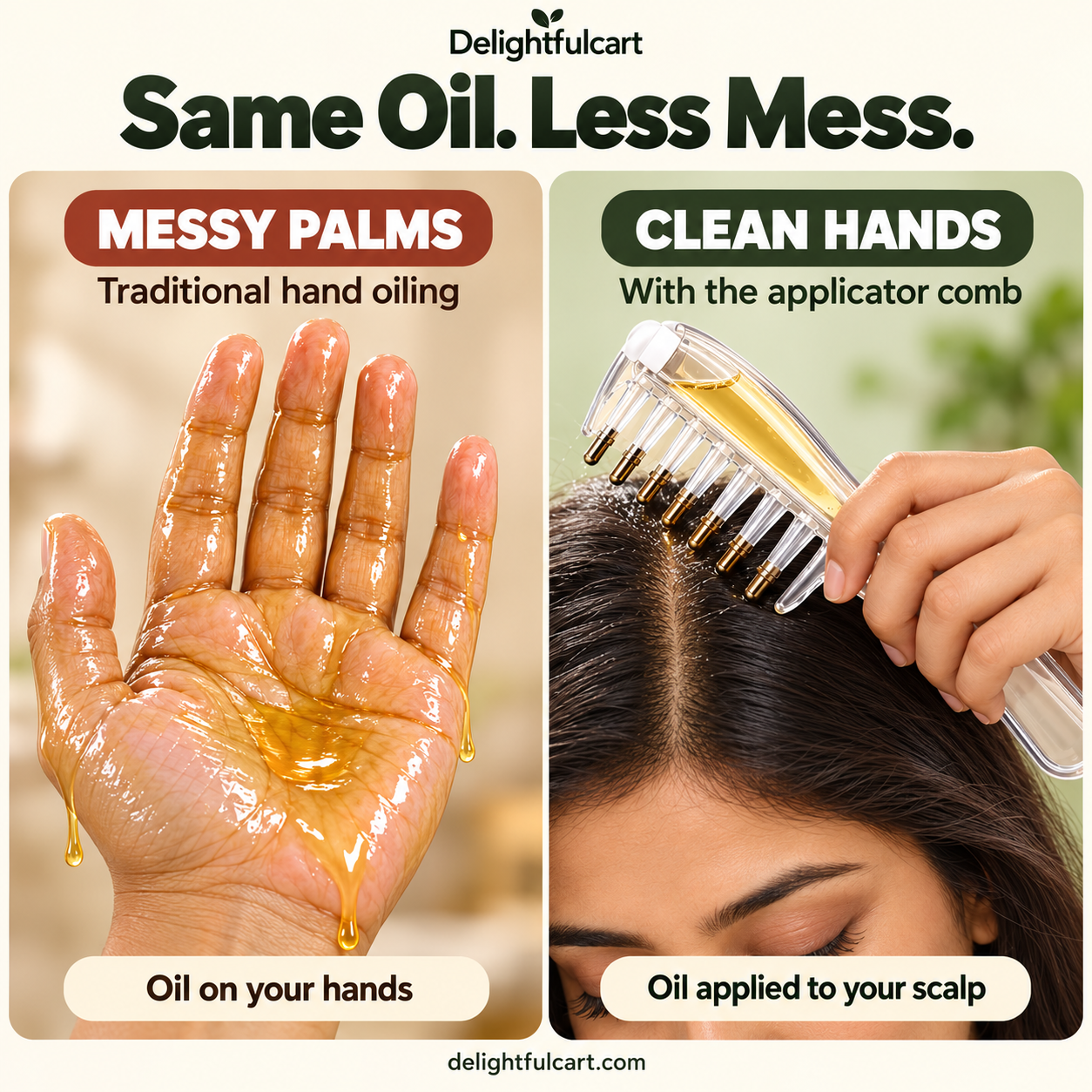 Deep Root Hair Oil Applicator | Mess Free Clean Hands, Zero Waste Comb