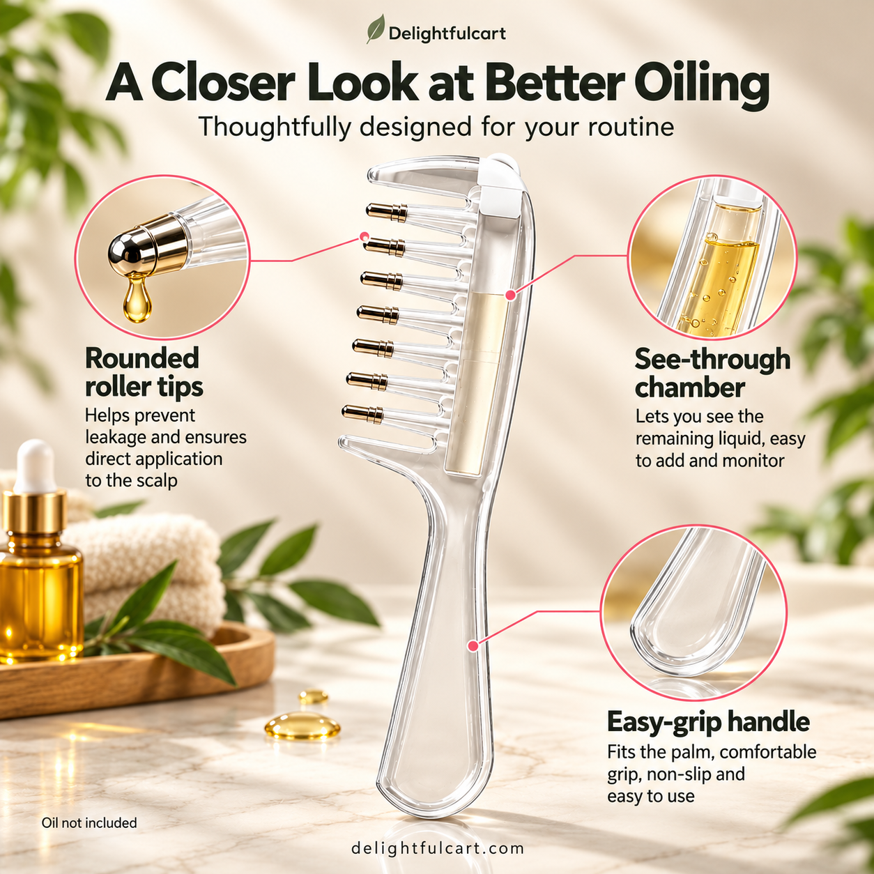 Deep Root Hair Oil Applicator | Mess Free Clean Hands, Zero Waste Comb