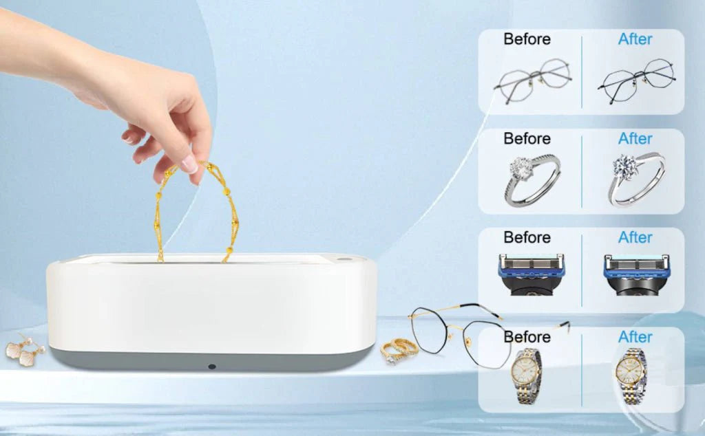 Portable Ultrasonic Cleaner for Glasses,Brush, Jewelry & Watches with 360° Deep Clean