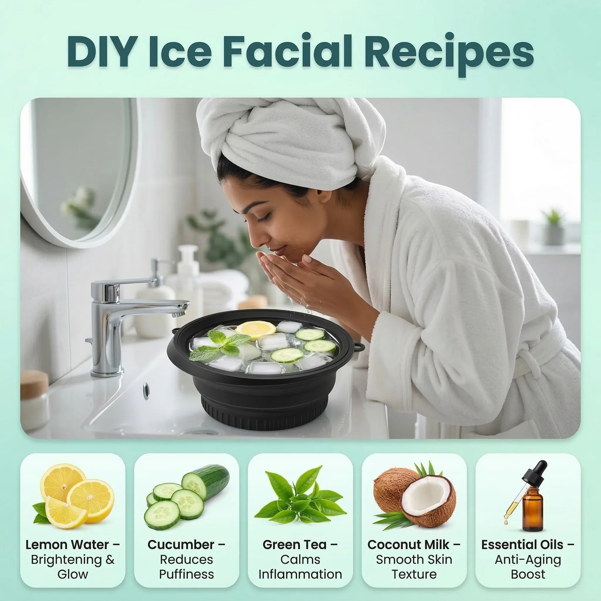 Foldable Ice Facial Bowl with Built-In Ice Tray